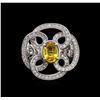 Image 2 : 1.15ct Yellow Sapphire and Diamond Ring - 14KT White Gold