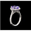 Image 4 : 4.01ct Tanzanite and Diamond Ring - 14KT White Gold