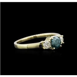 14KT Yellow Gold 0.85ctw Fancy Blue Diamond Ring