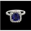 Image 2 : 2.80ct Blue Sapphire and Diamond Ring - 14KT White Gold
