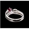Image 3 : 0.96ct Ruby and Diamond Ring - 18KT White Gold