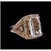 14KT Rose Gold 7.96ct Aquamarine and Diamond Ring