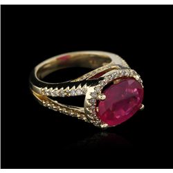 14KT Yellow Gold 4.86ct Ruby and Diamond Ring