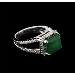 5.35ct Emerald and Diamond Ring - 14KT White Gold