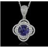 Image 2 : 14KT White Gold 4.18ct Tanzanite and Diamond Pendant With Chain