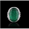 14KT White Gold 13.24ct Emerald and Diamond Ring