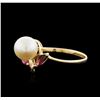 14KT Yellow Gold Pearl and Pink Topaz Ring