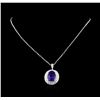 14KT White Gold GIA Certified 17.92ct Tanzanite and Diamond Pendant With Chain
