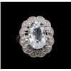 Image 2 : 6.54ct Aquamarine and Diamond Ring - 14KT White Gold