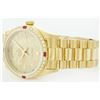 Image 8 : Rolex President 18KT Gold 1.00ctw Diamond And Ruby DayDate Men's Watch