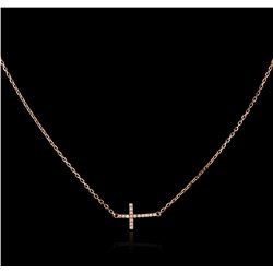 14KT Rose Gold 0.09ctw Diamond Cross Pendant With Chain