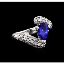 1.75ct Tanzanite and Diamond Ring - 14KT White Gold