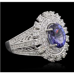 14KT White Gold 1.95ct Tanzanite and Diamond Ring