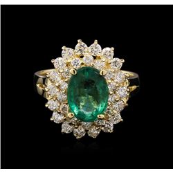 2.28ct Emerald and Diamond Ring - 14KT Yellow Gold