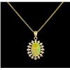 3.78ct Opal and Diamond Pendant - 14KT Yellow Gold
