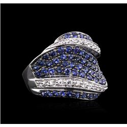 10KT White Gold 2.71ctw Blue and White Sapphire Ring