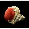 14KT Rose Gold 20.93ct Coral and Diamond Ring