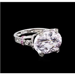 11.71ct Kunzite, Sapphire, and Diamond Ring - 18KT White Gold