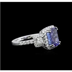 3.35ct Tanzanite and Diamond Ring - 18KT White Gold