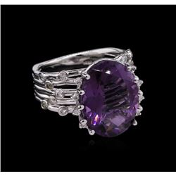 7.83ct Amethyst and Diamond Ring - 14KT White Gold