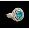 Image 1 : 2.71ct Apatite and Diamond Ring - 14KT Yellow Gold