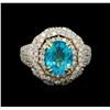 Image 2 : 2.71ct Apatite and Diamond Ring - 14KT Yellow Gold