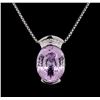 Image 4 : 14KT White Gold 80.22ct Kunzite and Diamond Pendant With Chain