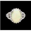 Image 2 : 3.28ct Opal and Diamond Ring - 14KT White Gold