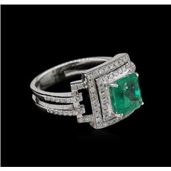 1.71ct Emerald and Diamond Ring - 18KT White Gold