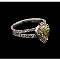 1.42ctw Light Yellow Diamond Ring - 14KT White Gold