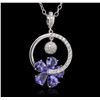 Image 1 : 14KT White Gold 9.20ctw Tanzanite and Diamond Pendant With Chain