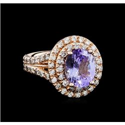 3.94ct Tanzanite and Diamond Ring - 14KT Rose Gold