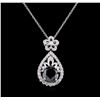 Image 2 : 4.20ctw Black Diamond Pendant - 14KT White Gold