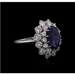 4.75ct Tanzanite and Diamond Ring - 14KT White Gold