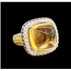 14.58ct Citrine, Yellow Sapphire and Diamond Ring - 14KT Yellow Gold