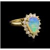 Image 1 : 1.00ct Opal and Diamond Ring - 14KT Yellow Gold