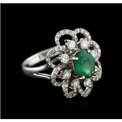 18KT White Gold 1.34ct Emerald and Diamond Ring