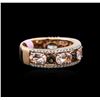 1.98ctw Morganite, Smokey Topaz and Diamond Ring - 14KT Rose Gold