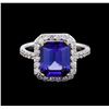 Image 2 : 3.41ct Tanzanite and Diamond Ring - 18KT White Gold