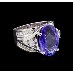 8.85ct Tanzanite and Diamond Ring - 14KT White Gold