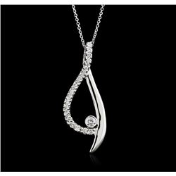 14KT White Gold 0.54ctw Diamond Pendant With Chain