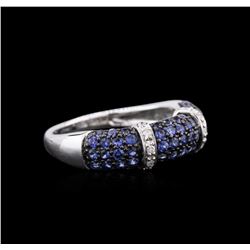 10KT White Gold 1.06ctw Blue Sapphire and Diamond Ring