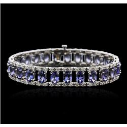 14KT White Gold 22.50ctw Tanzanite and Diamond Bracelet