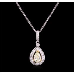 1.49ctw Yellow Diamond Pendant With Chain - 14KT White Gold