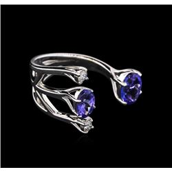 2.34ctw Tanzanite and Diamond Ring - 14KT White Gold