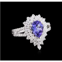 1.35ct Tanzanite and Diamond Ring - 18KT White Gold