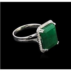 7.82ct Emerald and Diamond Ring - 14KT White Gold