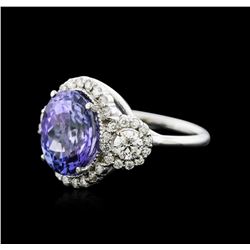 14KT White Gold 6.14ct Tanzanite and Diamond Ring