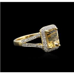 14KT Yellow Gold 2.12ct Citrine and Diamond Ring