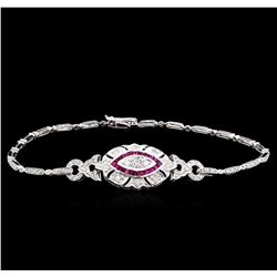 0.98ctw Ruby and Diamond Bracelet - 18KT White Gold